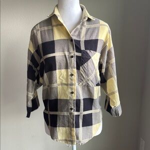 Eber San Francisco womens yellow, gray&black 3/4 sleeve shirt